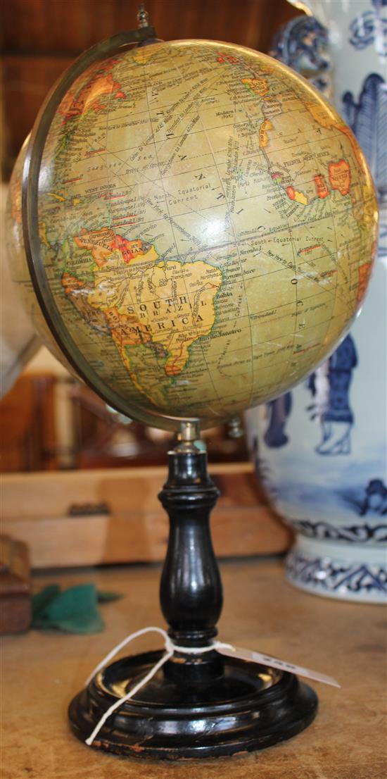 Geographica table globe, 20cm, on ebonised stand